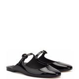 Blair Flat Mule In Black Patent Leather