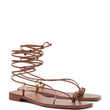 Portofino Flat Sandal In Caramel Leather