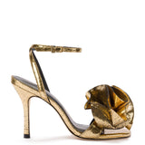 Penelope Sandal In Gold Cracked Metallic Leather