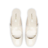 Blair Flat Mule In Ivory Patent Leather