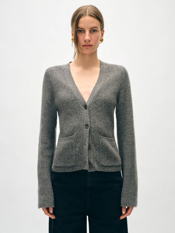 Cashmere Fluted Sleeve Cardigan