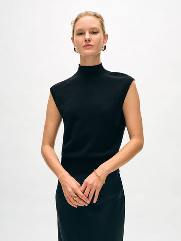 Cashmere Sleeveless Mockneck