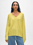 Cashmere Cable Knit V Neck