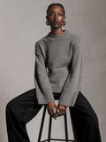 Merino Cashmere Waisted Crewneck