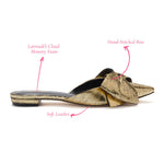 Elle Flat Mule In Gold Cracked Metallic Leather