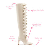 Larroudé for Jonathan Cohen: Tie Boot In Ivory Leather