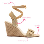 Poppy Wedge In Gold Metallic Raffia