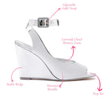 Deena By Larroudé Wedge Sandal In Silver Specchio