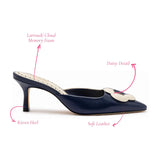 Flora Pump In Navy and Ivory Leather