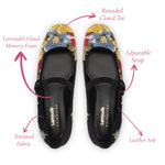 Larroudé x Markarian Flat In Black Wool and Floral Embroidery