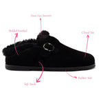 Milan Fur Clog In Black Suede