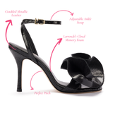 Penelope Sandal In Black Cracked Metallic Leather