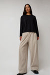 Black Crane Straight Trousers in Cement