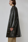 CORDERA Faux Scratched Leather Coat in Dark Brown