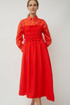 CORDERA Viscose Gathered Dress in Coral