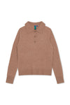 NONAME LONG SLEEVE RIBBED POLO