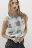 TALULAH PLAID CASHMERE SWEATER VEST