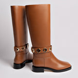 Milan Flat Boot In Caramel Leather