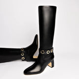 Milan Block Boot In Black Leather