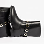 Milan Flat Bootie In Black Water Resistant Leather