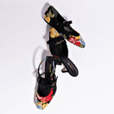 Larroudé x Markarian Pump In Black Wool and Floral Embroidery