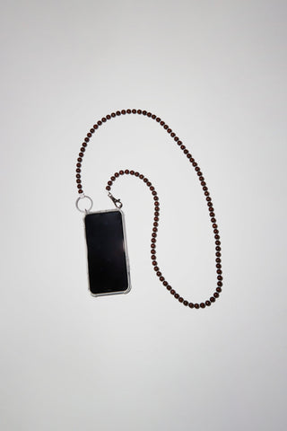 Ina Seifart Handykette Iphone Necklace in Brown with White Thread