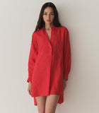 JORA LINEN DRESS -- SCARLET