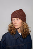 Karakoram Fold Up Long Pom Pom Beanie in Dark Brown