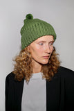 Karakoram Fold Up Long Pom Pom Beanie in Grass