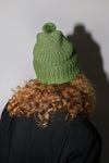 Karakoram Fold Up Long Pom Pom Beanie in Grass