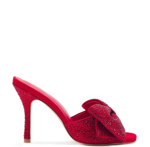 Elle Mule Crystal In Scarlet Suede