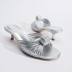 Valerie Mule In Silver Metallic Leather