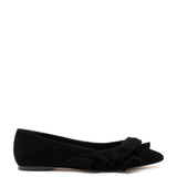 Lee Ruffle Flat In Black Suede