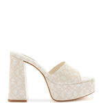 Dolly Mule In Dual Printed Beige Saffiano Leather