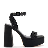 Dolly Broderie Sandal In Black Raffia