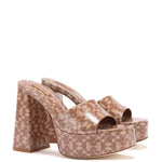 Dolly Mule In Dual Printed Caramel Saffiano Leather