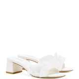 Brigitte Ruffle Mule In White Raffia