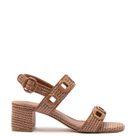 Milan Sandal In Caramel Wave Raffia