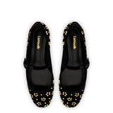 Blair Ballet Flat In Black Velvet and Gold Studs