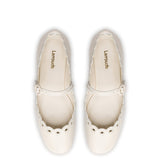 Blair Broderie Ballet Flat In Ivory Leather