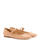 Blair Broderie Ballet Flat In Tan Leather