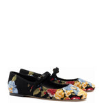 Larroudé x Markarian Flat In Black Wool and Floral Embroidery