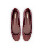 Meghan Broderie Flat In Burgundy Leather