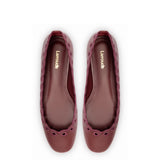 Meghan Broderie Flat In Burgundy Leather