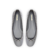 Meghan Broderie Flat In Titanium Leather