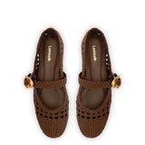 Verona Macrame Ballet Flat In Burnt Umber Leather