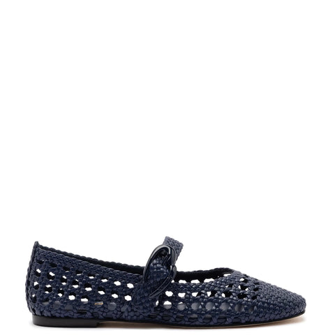 Verona Macrame Ballet Flat In Navy Leather