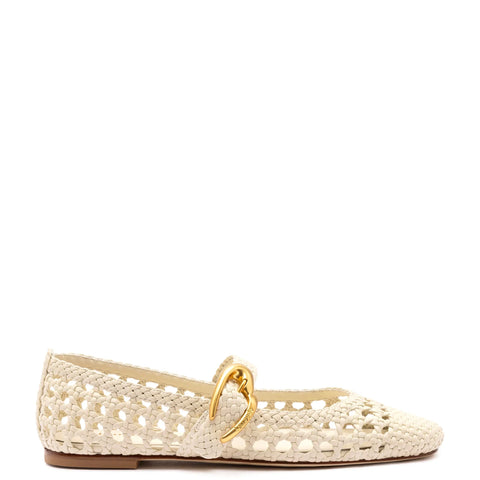 Verona Macrame Ballet Flat In Ivory Leather