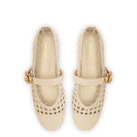 Verona Macrame Ballet Flat In Ivory Leather