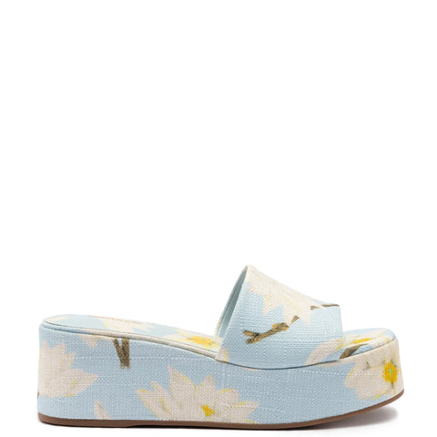 Alex Flatform Mule In Maya Printed Raffia